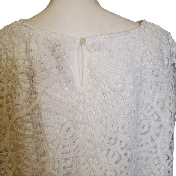 NWT Philosophy Short Sleeve Scoop Neck Lace Overlay Blouse - Picture 8 of 12